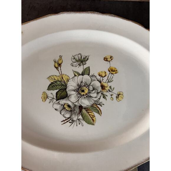 Vtg Canonsburg The Hallmark Magnolia Pattern 22 Kt. Oval Platter Serving Dish - Picture 11 of 11